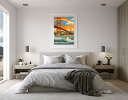 Realistic Scandinavian bedroom wall art mockup for Etsy sellers.