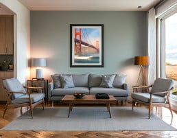 Realistic Scandinavian Living Room wall art mockup for Etsy sellers.